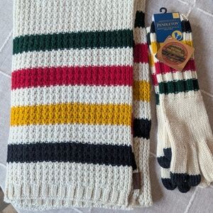 Pendleton Multicolor Striped Knit Scarf and Glove Set